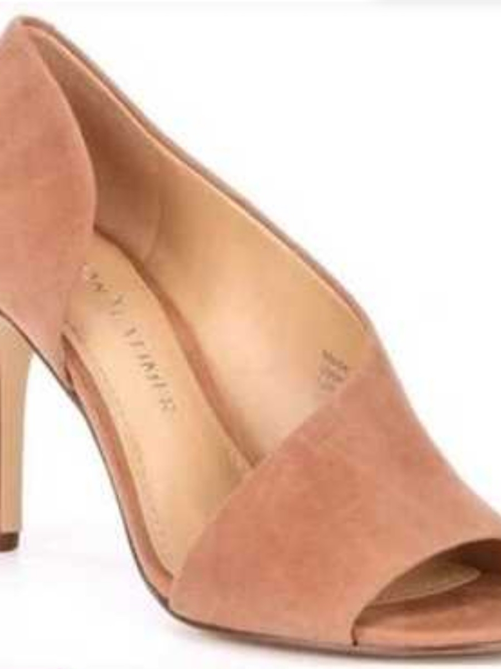 Gibson Latimer Suede Open-Toe Pump in Blush Pink